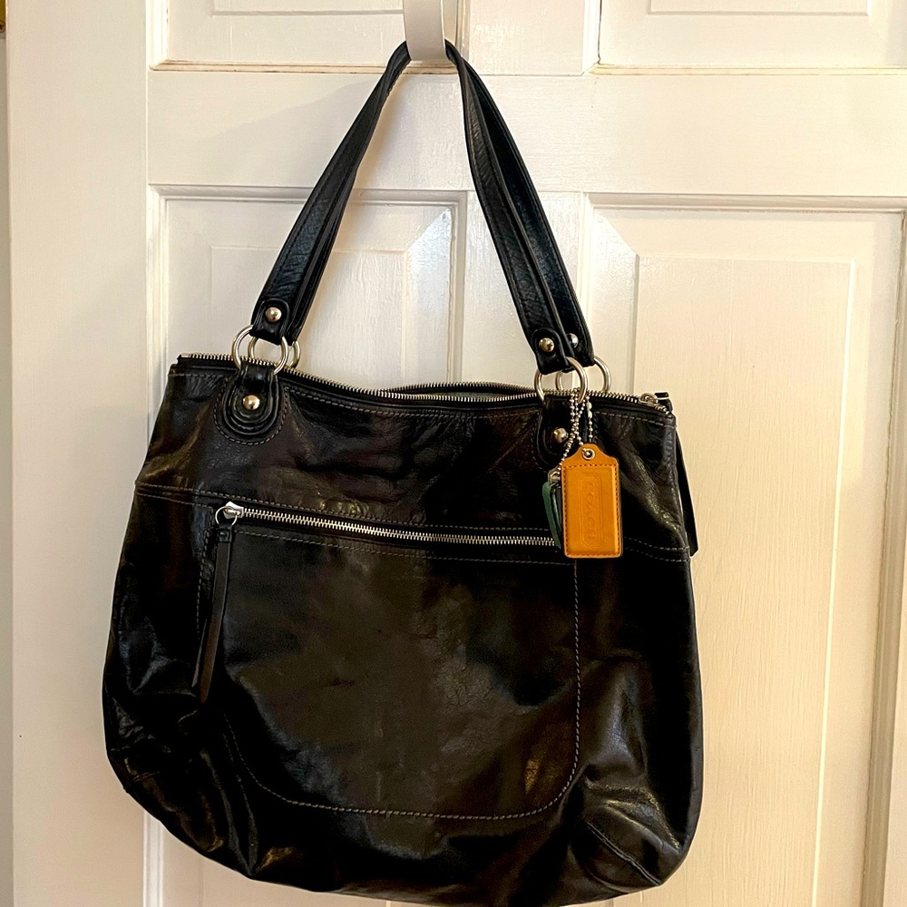 Coach black leather bag
